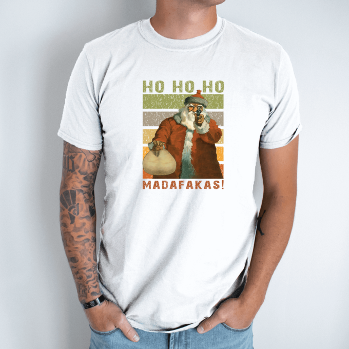 Unisex marškinėliai su spauda „HO HO HO madafaka“ - Image 7