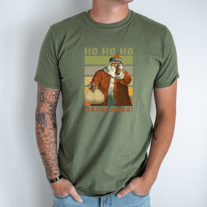 Unisex marškinėliai su spauda „HO HO HO madafaka“ - Image 6