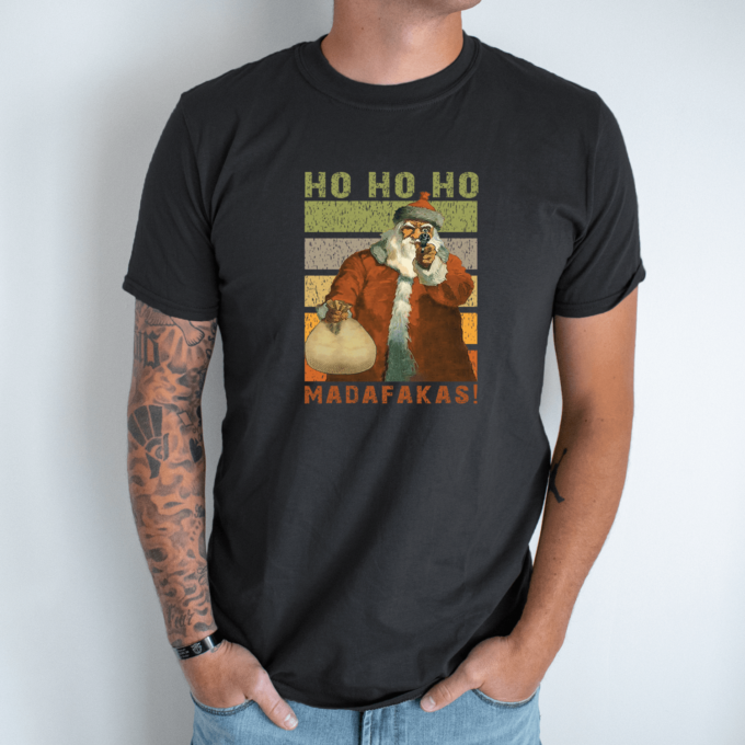 Unisex marškinėliai su spauda „HO HO HO madafaka“ - Image 5