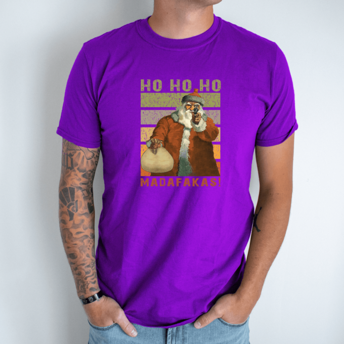Unisex marškinėliai su spauda „HO HO HO madafaka“ - Image 3