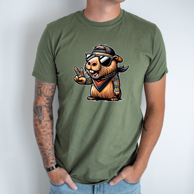 Unisex marškinėliai su spauda „Capybara cool“ - Image 7