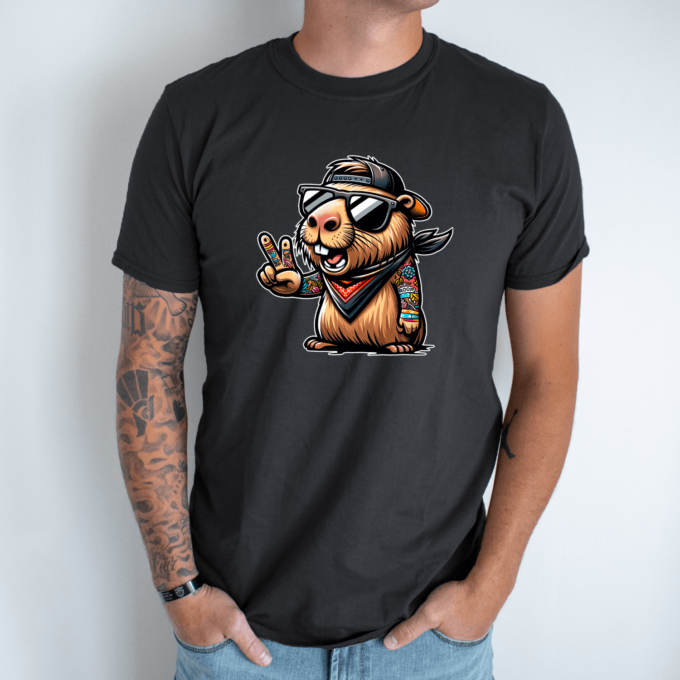 Unisex marškinėliai su spauda „Capybara cool“ - Image 6
