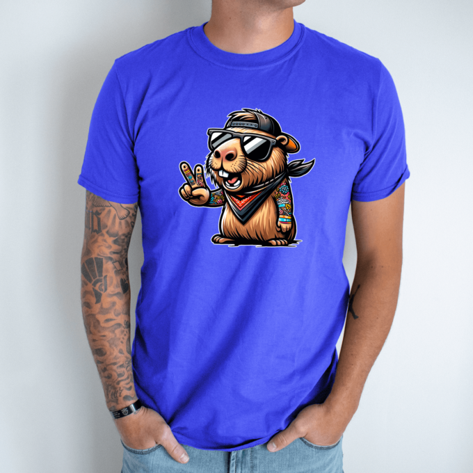 Unisex marškinėliai su spauda „Capybara cool“ - Image 5
