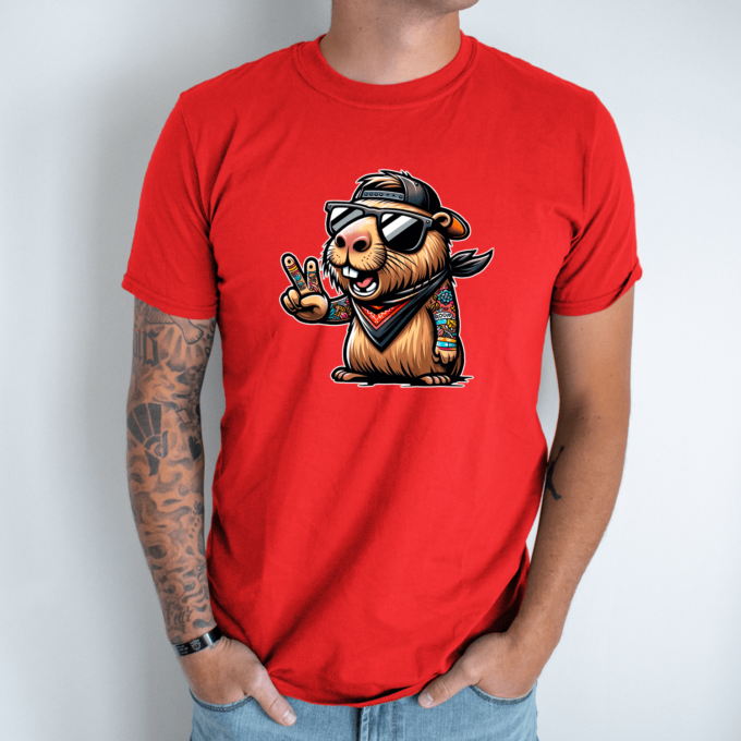 Unisex marškinėliai su spauda „Capybara cool“ - Image 4