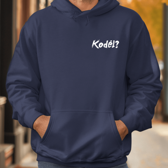 Unisex džemperis su spauda „Kodėl?“ - Image 4