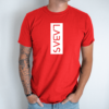 Unisex marškinėliai su spauda „Vertikalus baltas užrašas LABAS“ - Image 7
