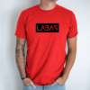 Unisex marškinėliai su spauda „Juodas užrašas LABAS“ - Image 5