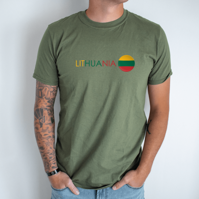 Unisex marškinėliai su spauda „Užrašas Lithuania“ - Image 3