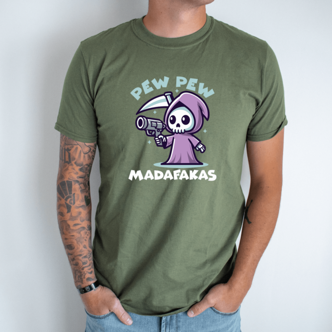 Unisex marškinėliai su spauda „Miela mirtis“ - Image 6