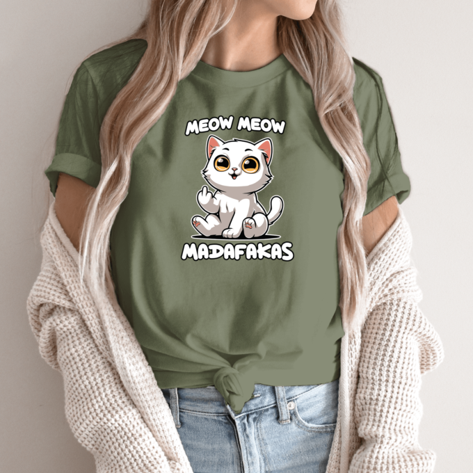 Unisex marškinėliai su spauda „Meow Meow Madafakas“ - Image 12