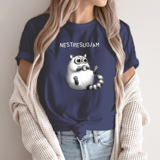 Unisex marškinėliai su spauda „Atsipalaidavęs katinas“ - Image 9