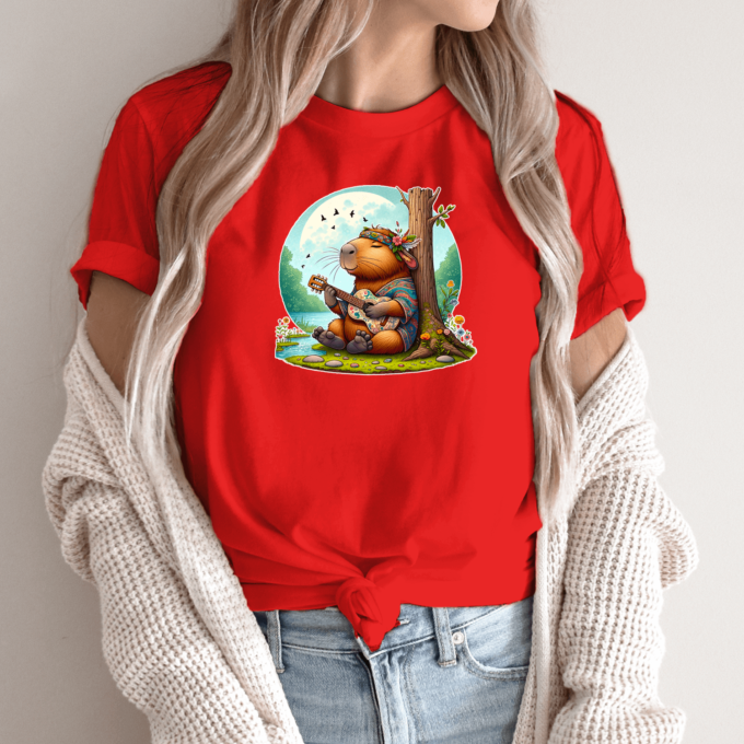 Unisex marškinėliai su spauda „Capybara Hippie“ - Image 9