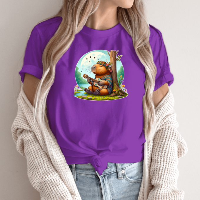 Unisex marškinėliai su spauda „Capybara Hippie“ - Image 14