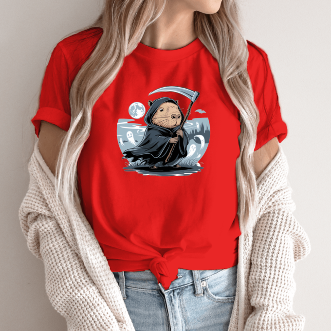 Unisex marškinėliai su spauda „Capybara Death“ - Image 8