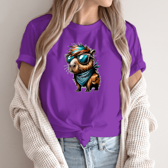 Unisex marškinėliai su spauda „Capybara Pankas“ - Image 8