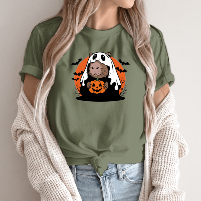 Unisex marškinėliai su spauda „Capybara vaiduoklis“ - Image 7