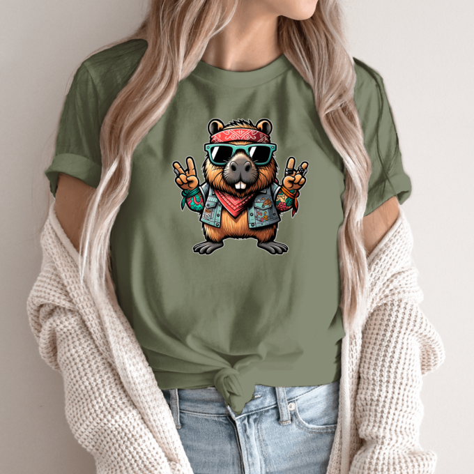 Unisex marškinėliai su spauda „Capybara taika“ - Image 6
