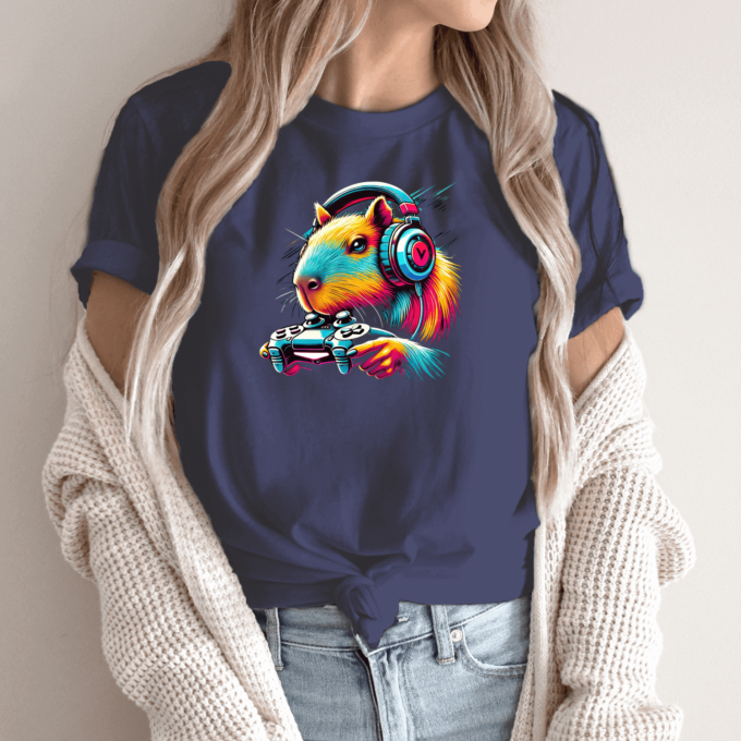 Unisex marškinėliai su spauda „Geimeris Capybara“ - Image 14