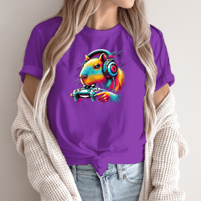 Unisex marškinėliai su spauda „Geimeris Capybara“ - Image 4