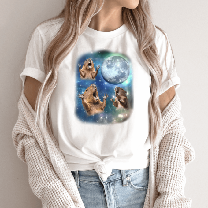 Unisex marškinėliai su spauda „Capybara mėnulis“ - Image 10