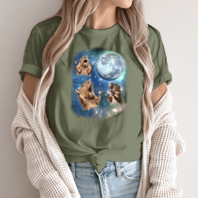 Unisex marškinėliai su spauda „Capybara mėnulis“ - Image 11