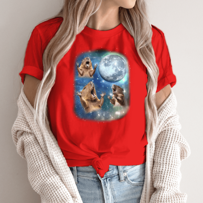Unisex marškinėliai su spauda „Capybara mėnulis“ - Image 13