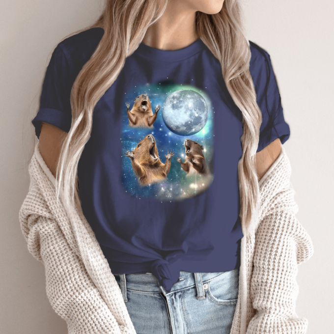 Unisex marškinėliai su spauda „Capybara mėnulis“ - Image 14