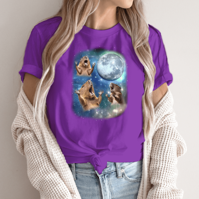 Unisex marškinėliai su spauda „Capybara mėnulis“ - Image 15