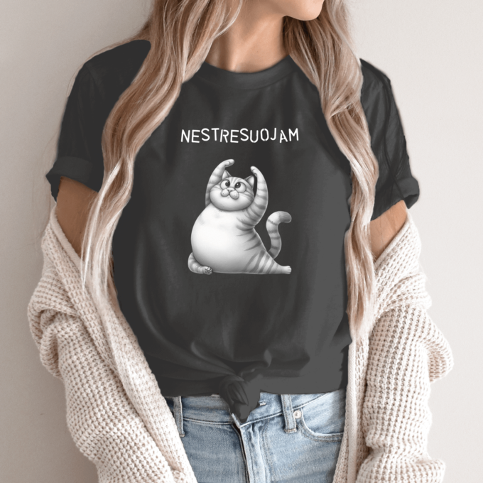 Unisex marškinėliai su spauda „Katinas mankštinasi“ - Image 11