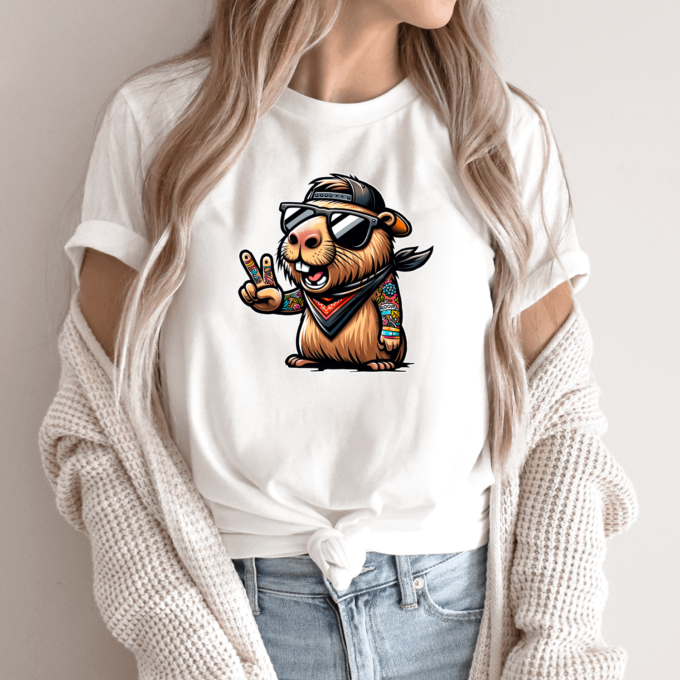 Unisex marškinėliai su spauda „Capybara cool“ - Image 13