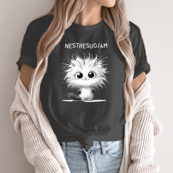 Unisex marškinėliai su spauda „Laimingas katinas“ - Image 10