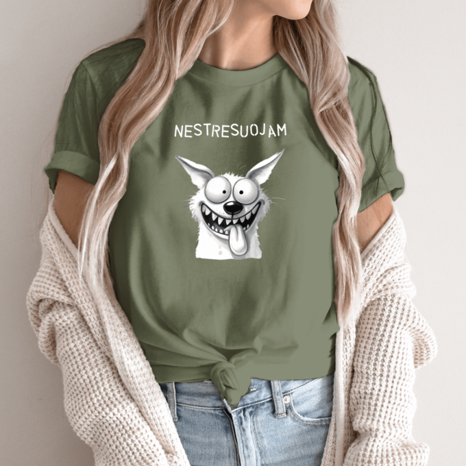 Unisex marškinėliai su spauda „Pamišęs šuo“ - Image 12