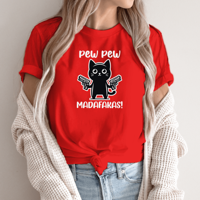 Unisex marškinėliai su spauda „Pew pew madafakas“ - Image 9