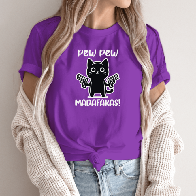 Unisex marškinėliai su spauda „Pew pew madafakas“ - Image 7