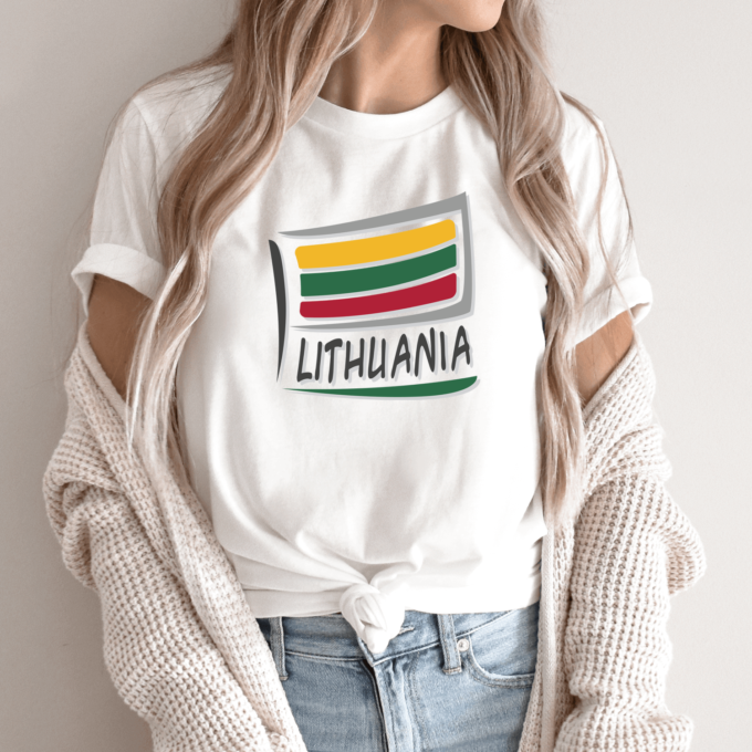 Unisex marškinėliai su spauda „Plevėsuojanti vėliava“ - Image 2