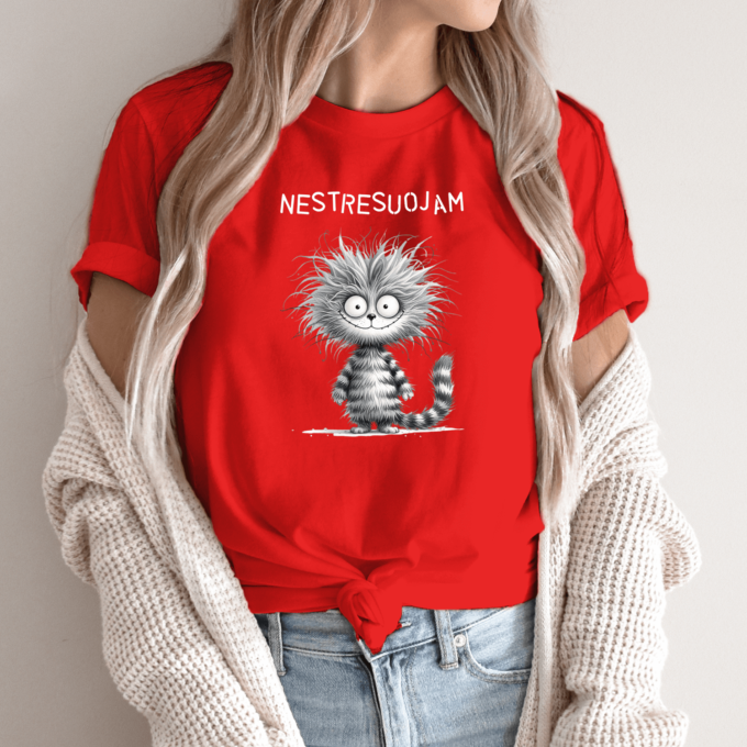 Unisex marškinėliai su spauda „Šokiruotas katinas“ - Image 11