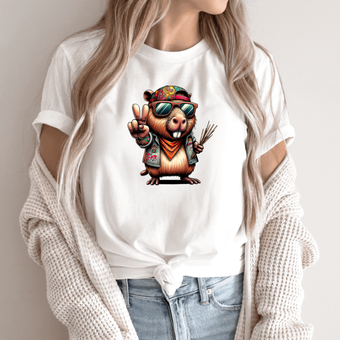 Unisex marškinėliai su spauda „Capybara visiems taika“ - Image 14