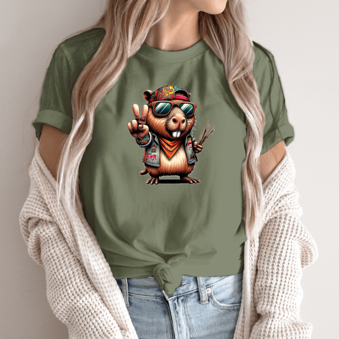 Unisex marškinėliai su spauda „Capybara visiems taika“ - Image 13