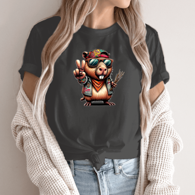 Unisex marškinėliai su spauda „Capybara visiems taika“ - Image 12