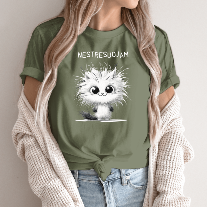 Unisex marškinėliai su spauda „Laimingas katinas“ - Image 11