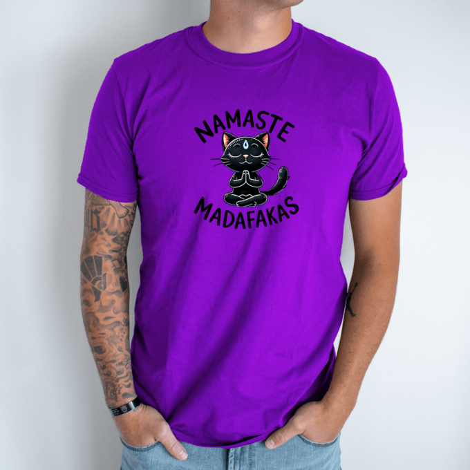 Unisex marškinėliai su spauda „Namaste Madafakas“ - Image 2
