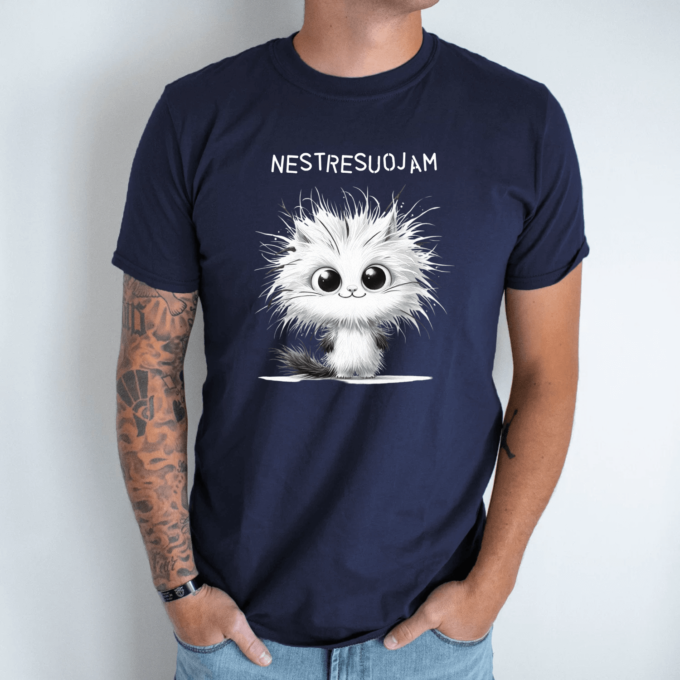 Unisex marškinėliai su spauda „Laimingas katinas“ - Image 12