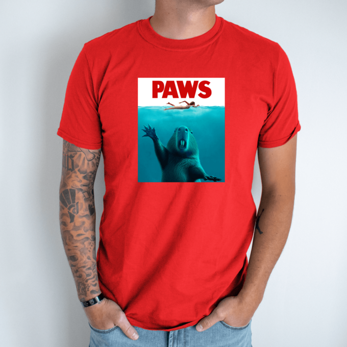 Unisex marškinėliai su spauda „Capybara Paws“ - Image 4
