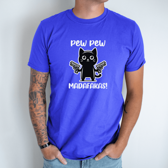 Unisex marškinėliai su spauda „Pew pew madafakas“ - Image 12