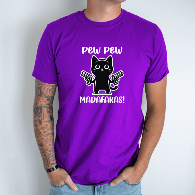 Unisex marškinėliai su spauda „Pew pew madafakas“ - Image 2