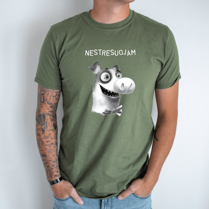 Unisex marškinėliai su spauda „Šunys nestresuoja“ - Image 7