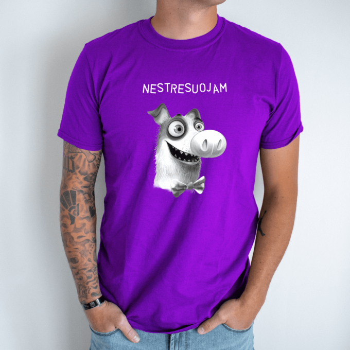 Unisex marškinėliai su spauda „Šunys nestresuoja“ - Image 2