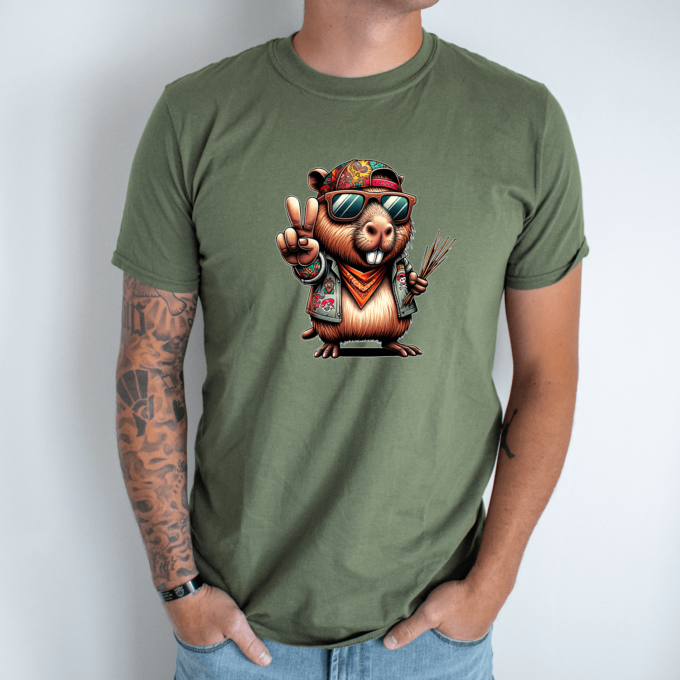 Unisex marškinėliai su spauda „Capybara visiems taika“ - Image 8