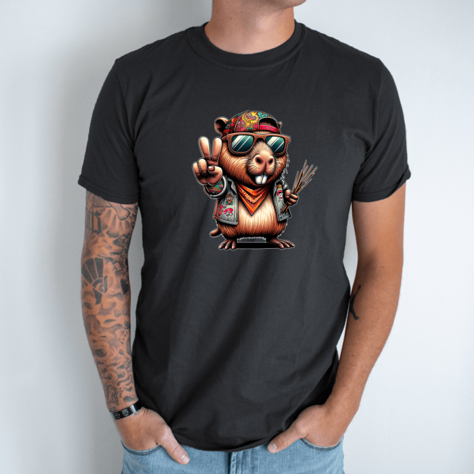 Unisex marškinėliai su spauda „Capybara visiems taika“ - Image 7