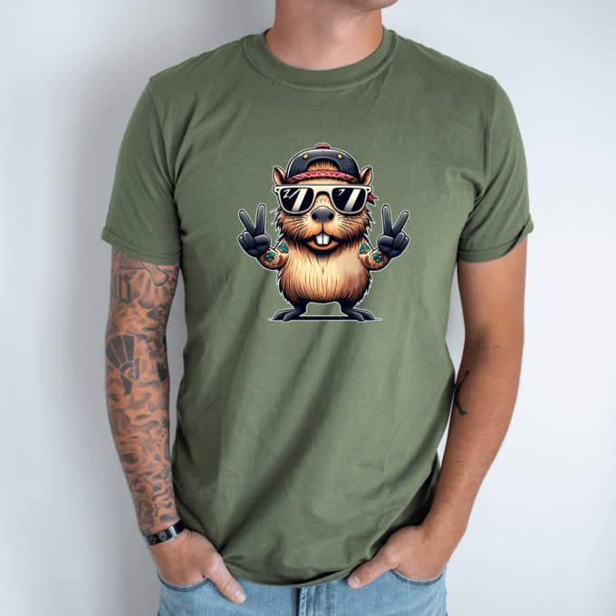 Unisex marškinėliai su spauda „Capybara taika visiems“ - Image 8